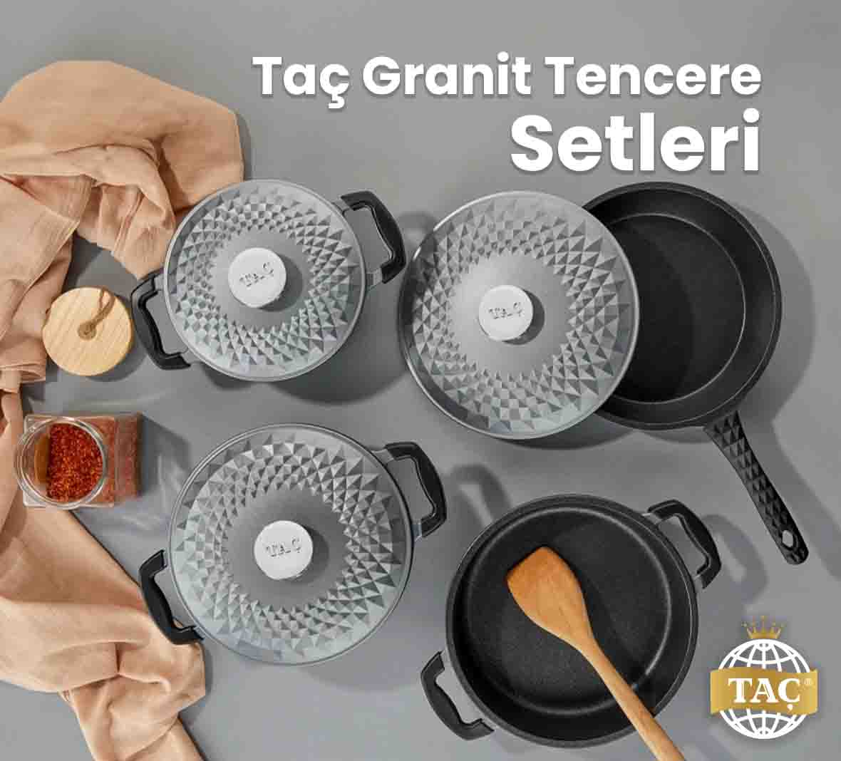 Taç Granit Görünümlü Tencere Setleri İletişim - Taç